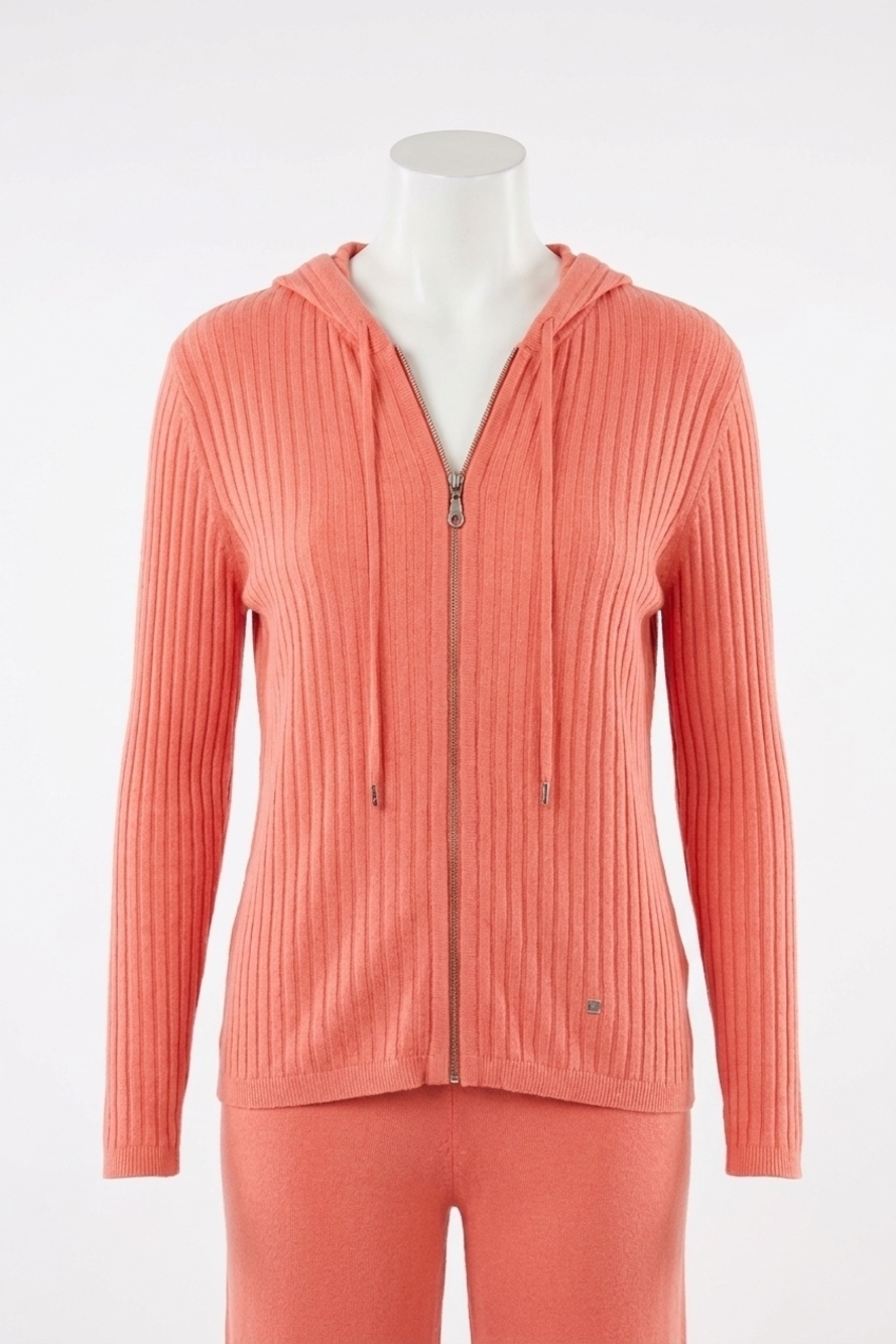 NEW ANGEL APPAREL braided zip cardigan in coral